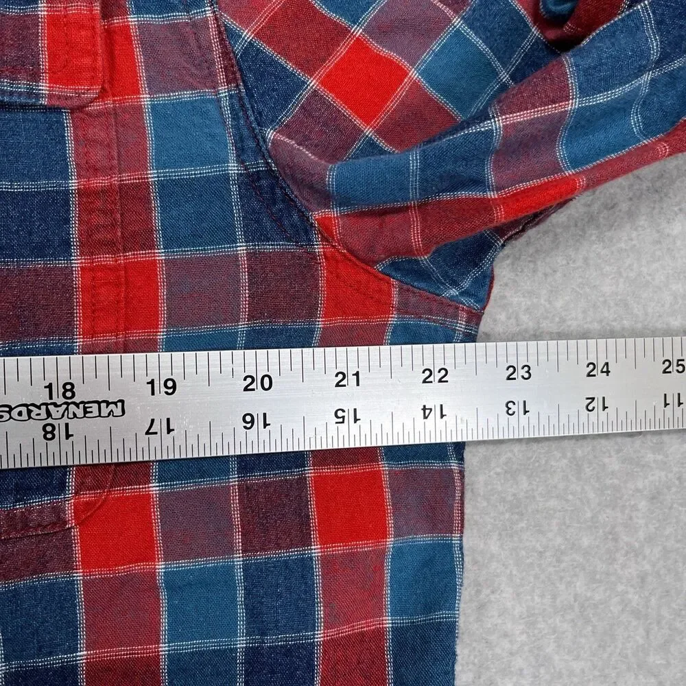 Best Made Co Flannel Shirt Mens Large Red Blue Plaid Linen Cotton Blend Preppy